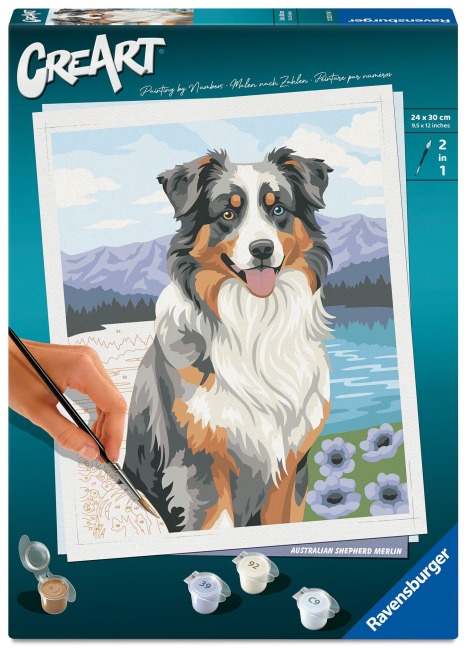 Ravensburger CreArt 12023114 - Australian Shepherd Merlin - Malen nach Zahlen ab 12 Jahren - 