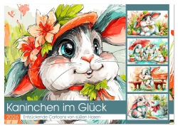 Cover-Bild zum Titel 'Kaninchen im Glück. Entzückende Cartoons von süßen Hasen (Wandkalender 2026 DIN A2 quer), CALVENDO Monatskalender' von 'Rose Hurley'