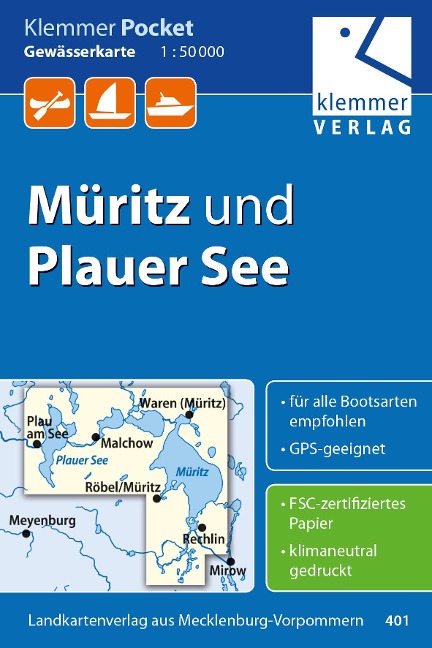 Klemmer Pocket Gewässerkarte Müritz und Plauer See 1:50.000 - 