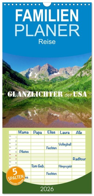 Familienplaner 2026 - Glanzlichter der USA mit 5 Spalten (Wandkalender, 21 x 45 cm) CALVENDO - Dirk Stamm