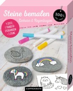 Steine bemalen. Einhorn & Regenbogen - 