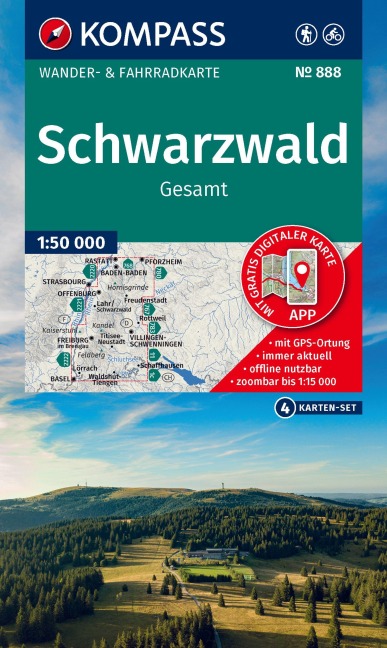 KOMPASS Wanderkarten-Set 888 Schwarzwald Gesamt (4 Karten) 1:50.000 - 