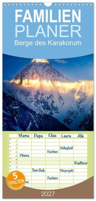 Familienplaner 2027 - Berge des Karakorum mit 5 Spalten (Wandkalender, 21 x 45 cm) CALVENDO - Holger Weigelt