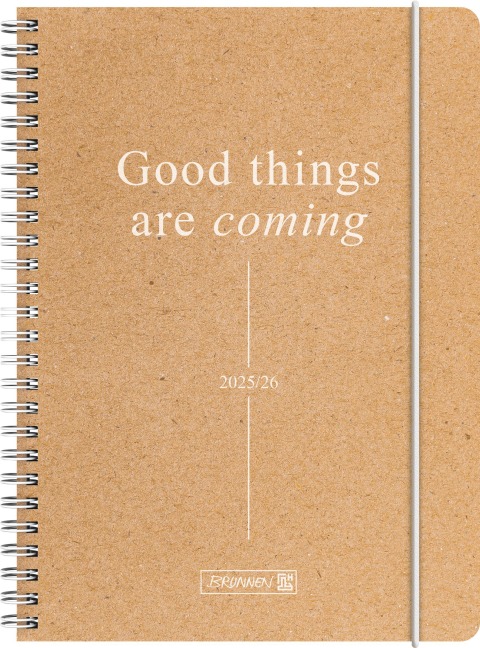 BRUNNEN Schülerkalender (2025/2026) "Good Things", 2 Seiten = 1 Woche, A5, 208 Seiten, Kraftpapier-Einband - 
