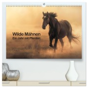 Cover-Bild zum Titel 'Wilde Mähnen: Ein Jahr mit Pferden (hochwertiger Premium Wandkalender 2026 DIN A2 quer), Kunstdruck in Hochglanz' von 'Peter R. Stuhlmann'