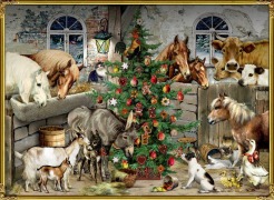 Cover-Bild zum Titel 'Wandkalender Nostalgische Weihnachten bei den Tieren im Stall' von ''