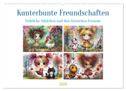 Kunterbunte Freundschaften - Fröhliche Mädchen und ihre tierischen Freunde (Wandkalender 2026 DIN A2 quer), CALVENDO Monatskalender - Fotodesign Verena Scholze