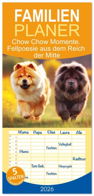Familienplaner 2026 - Chow Chow Momente. Fellpoesie aus dem Reich der Mitte mit 5 Spalten (Wandkalender, 21 x 45 cm) CALVENDO - Rose Hurley