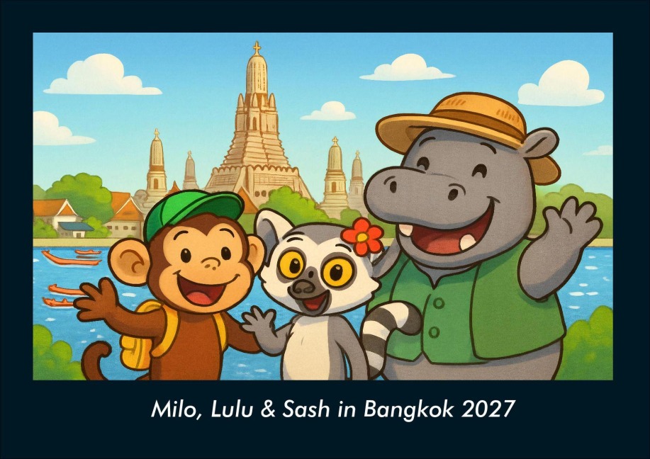 Milo, Lulu & Sash in Bangkok 2027 Fotokalender DIN A4 - Kevin Heber, Tobias Schmitt