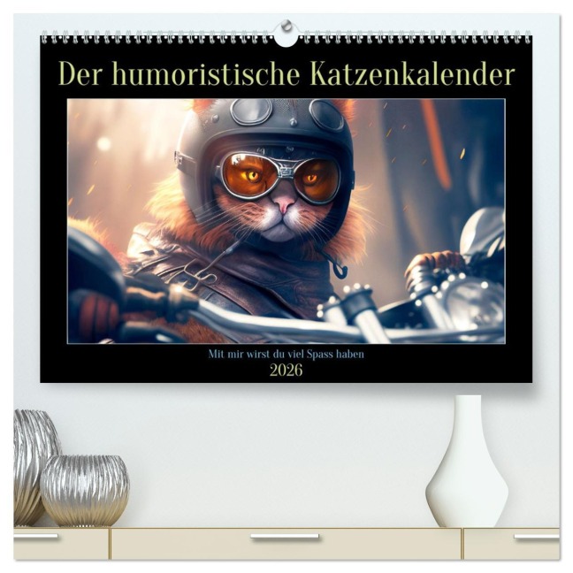 Der humoristische Katzen Kalender (hochwertiger Premium Wandkalender 2026 DIN A2 quer), Kunstdruck in Hochglanz - Peter Rübsamen