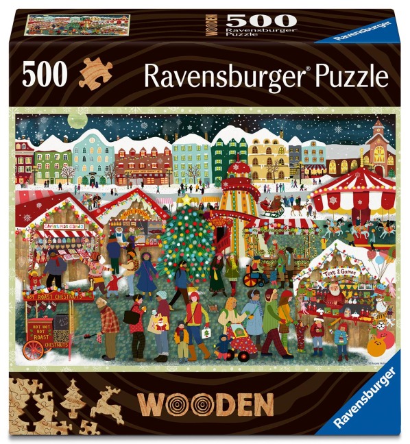 WOODEN Puzzle - Weihnachtsmarkt - Holzpuzzle für Erwachsene mit 500 Teilen - 