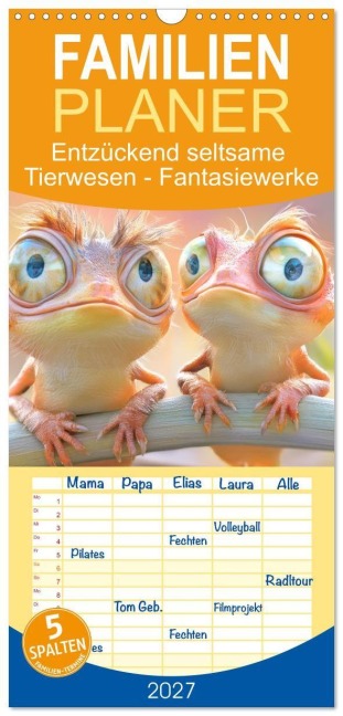 Familienplaner 2027 - Entzückend seltsame Tierwesen - Fantasiewerke mit 5 Spalten (Wandkalender, 21 x 45 cm) CALVENDO - Liselotte Brunner-Klaus