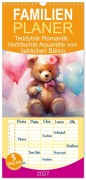 Cover-Bild zum Titel 'Familienplaner 2027 - Teddybär Romantik. Verträumte Aquarelle von lieblichen Bären mit 5 Spalten (Wandkalender, 21 x 45 cm) CALVENDO' von 'Rose Hurley'