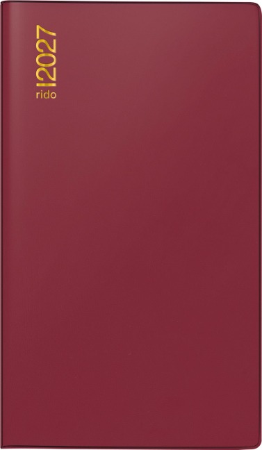 rido/idé 7040302297 Taschenkalender Mod. TM 12 2027 A6, Kunststoff, bordeaux - 
