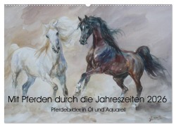 Cover-Bild zum Titel 'Mit Pferden durch die Jahreszeiten - Pferdebilder in Öl und Aquarell (Wandkalender 2026 DIN A2 quer), CALVENDO Monatskalender' von 'Zenon Aniszewski'