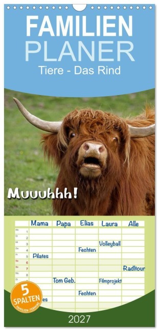 Familienplaner 2027 - Muuuhhh! mit 5 Spalten (Wandkalender, 21 x 45 cm) CALVENDO - Martina Berg