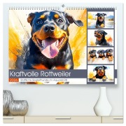 Kraftvolle Rottweiler. Stattliche Begleithunde im Aquarell-Stil (hochwertiger Premium Wandkalender 2026 DIN A2 quer), Kunstdruck in Hochglanz - Rose Hurley