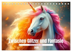 Cover-Bild zum Titel 'Zwischen Glitzer und Fantasie-Einhörner durchs Jahr (Tischkalender 2026 DIN A5 quer), CALVENDO Monatskalender' von 'Anne Seltmann'