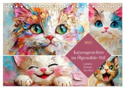 Katzengesichter im Ölgemälde-Stil. Liebliche Portraits fürs Herz (Tischkalender 2025 DIN A5 quer), CALVENDO Monatskalender - Rose Hurley