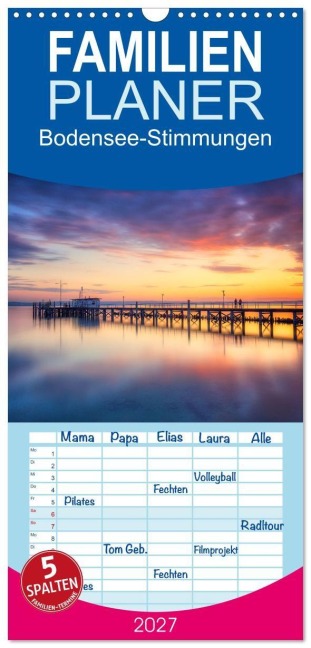 Familienplaner 2027 - Bodensee-Stimmungen mit 5 Spalten (Wandkalender, 21 x 45 cm) CALVENDO - Judith Kuhn