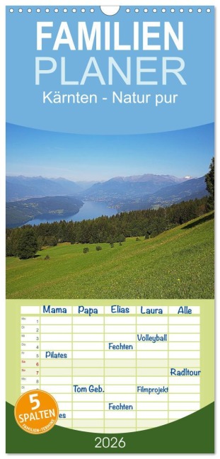 Familienplaner 2026 - Kärnten mit 5 Spalten (Wandkalender, 21 x 45 cm) CALVENDO - Martin Rauchenwald