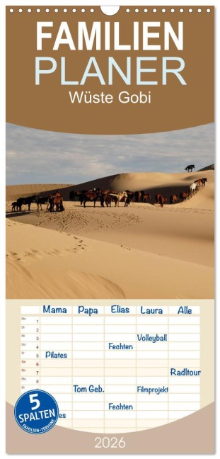 Familienplaner 2026 - Wüste Gobi mit 5 Spalten (Wandkalender, 21 x 45 cm) CALVENDO - Eike Winter