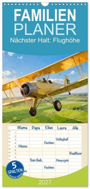 Familienplaner 2027 - Nächster Halt: Flughöhe mit 5 Spalten (Wandkalender, 21 x 45 cm) CALVENDO - Liam Blue