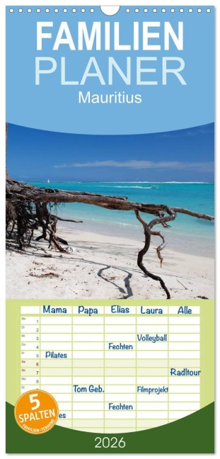 Familienplaner 2026 - Mauritius mit 5 Spalten (Wandkalender, 21 x 45 cm) CALVENDO - Thomas Amler