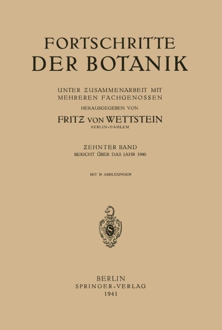 Fortschritte der Botanik - Fritz Von Wettstein