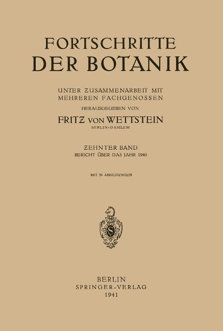 Fortschritte der Botanik - Fritz Von Wettstein
