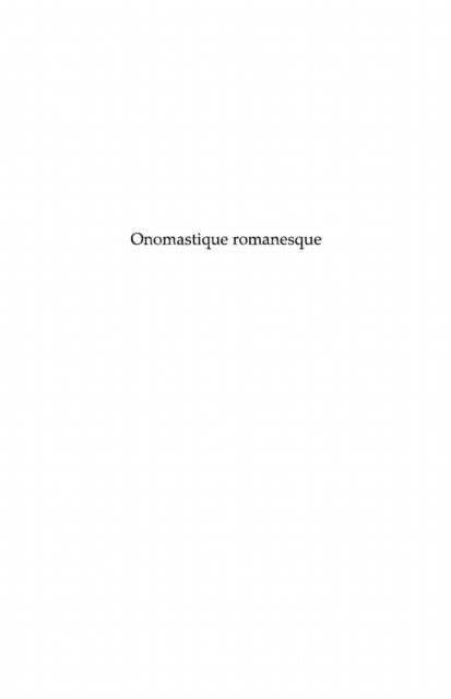 Onomastique romanesque - Yves Baudelle