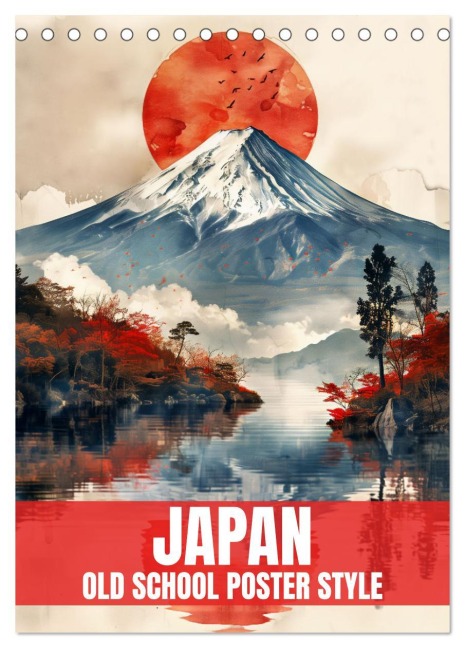Japan - Old School Poster Style (Tischkalender 2026 DIN A5 hoch), CALVENDO Monatskalender - Val Thoermer