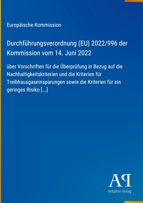 Durchführungsverordnung (EU) 2022/996 der Kommission vom 14. Juni 2022 - Europäische Kommission