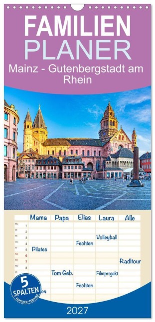Familienplaner 2027 - Mainz - Gutenbergstadt am Rhein mit 5 Spalten (Wandkalender, 21 x 45 cm) CALVENDO - Val Thoermer