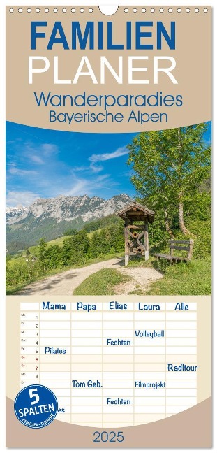 Familienplaner 2025 - Wanderparadies Bayerische Alpen mit 5 Spalten (Wandkalender, 21 x 45 cm) CALVENDO - Tina Rabus