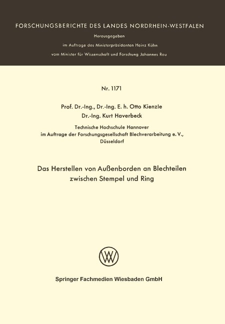 Das Herstellen von Außenborden an Blechteilen zwischen Stempel und Ring - Otto Kienzle