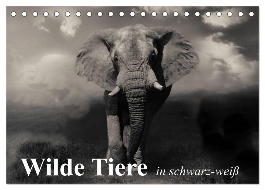 Wilde Tiere in schwarz-weiß (Tischkalender 2026 DIN A5 quer), CALVENDO Monatskalender - Elisabeth Stanzer