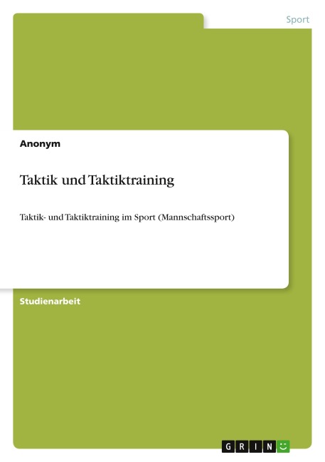 Taktik und Taktiktraining - Anonymous
