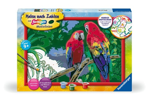 CreArt, Malen nach Zahlen Kinder - Bunte Papageien - 