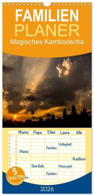 Familienplaner 2026 - Magisches Kambodscha mit 5 Spalten (Wandkalender, 21 x 45 cm) CALVENDO - Daniel Stewart Lustig