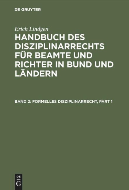 Formelles Disziplinarrecht - Erich Lindgen