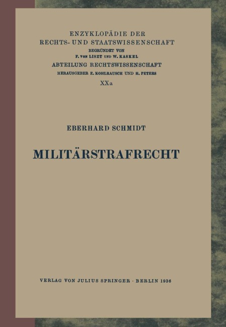 Militärstrafrecht - Eberhard Schmidt