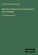 Cover-Bild zum Titel 'Miss Sara Sampson; Ein Trauerspiel In Fünf Aufzügen' von 'Gotthold Ephraim Lessing'