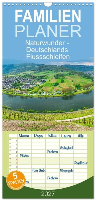 Familienplaner 2027 - Naturwunder - Deutschlands Flussschleifen mit 5 Spalten (Wandkalender, 21 x 45 cm) CALVENDO - Giuseppe Di Domenico