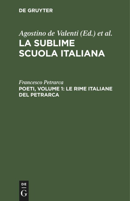Poeti, Volume 1: Le rime italiane del Petrarca - Francesco Petrarca