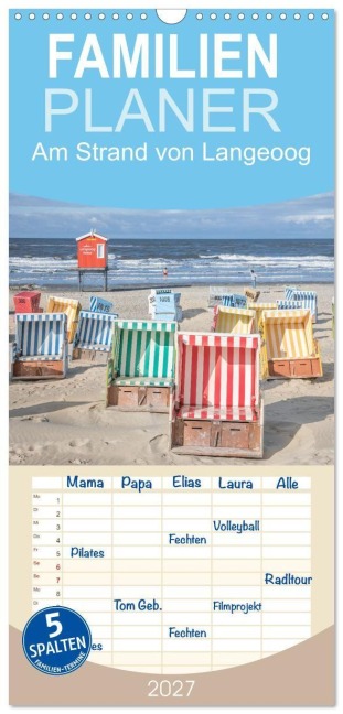 Familienplaner 2027 - Am Strand von Langeoog mit 5 Spalten (Wandkalender, 21 x 45 cm) CALVENDO - Dietmar Scherf