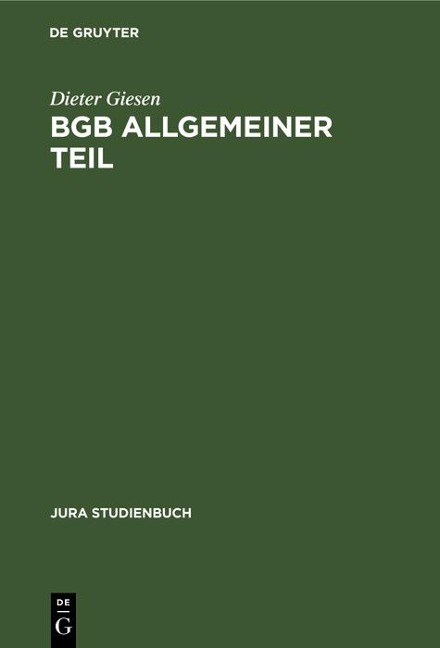 BGB Allgemeiner Teil - Dieter Giesen
