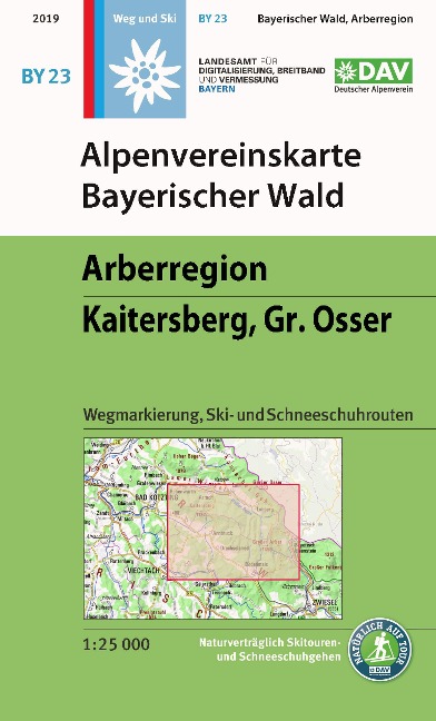 Alpenvereinskarte Bayerischer Wald, Arberregion, Kaitersberg, Osser 1:25 000 - 