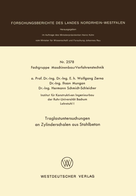 Traglastuntersuchungen an Zylinderschalen aus Stahlbeton - Wolfgang Zerna
