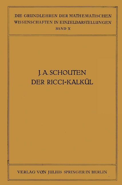 Der Ricci-Kalkül - J. A. Schouten